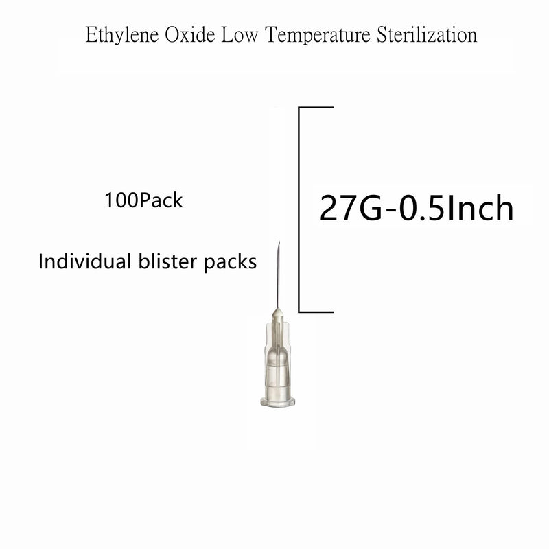 SHAOTONG Luer Lock Accessories-100Pcs (27G-Long 0.5In) 27G-Long 0.5In