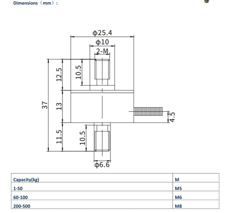 DYMH-103 20kg Mini Tension and Compression Force Sensor Inline Load Cell Applicable to Small Space 0-20kg