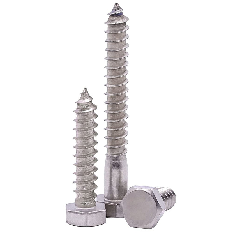 M6 x 65mm Hex Head Lag Bolts Screws, 304 Stainless Steel 18-8, Hexagon Head Deck Screws, Pack of 12 M6 x 65mm