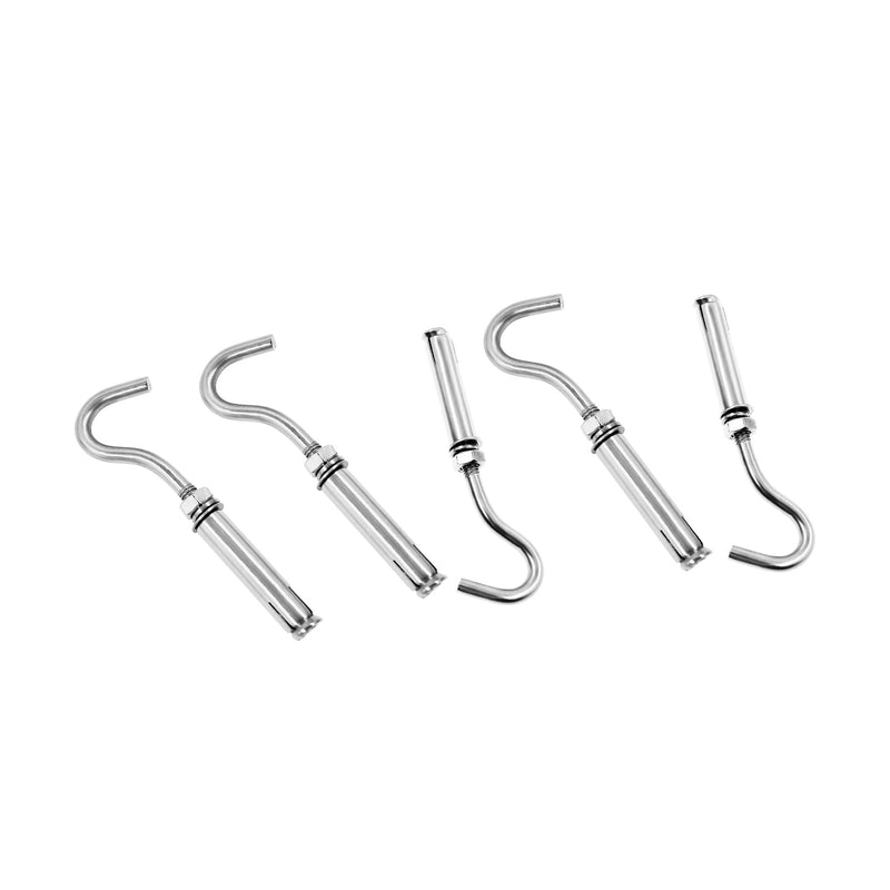 Concrete Wall Hook, 304 Stainless Steel Expansion Hook,Concrete Hook,Open Cup Hook, Heavy Duty Hooks Expansion Bolts for Concrete Brick Wall 5 Pack M6