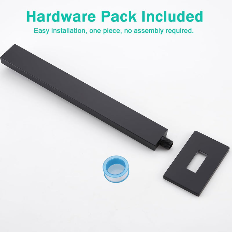 16 Inch Shower Arm With Flange, Wall-Mounted Rain Shower Head Extension Arms,Made of Thicken Stainless Steel for Bathroom Rainfall Shower,Matte Black,SE-91118-16MB Matte Black(91118)