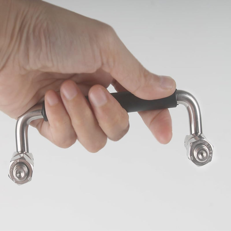 304 Stainless Steel Folding Handle 90 Degree Folding Solid Pull Handle with Rubber, Electric Cabinet Handle Industrial Cabinet Handle, Toolbox Handle (with Nut, Hole Center 4.72 in) With Nut