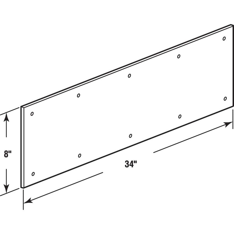 Prime-Line MP4618 Kick Plate, 8 In. x 34 In., Brite Brass on Aluminum Door Kick Plate (Single Pack) 8 in. x 34 in.