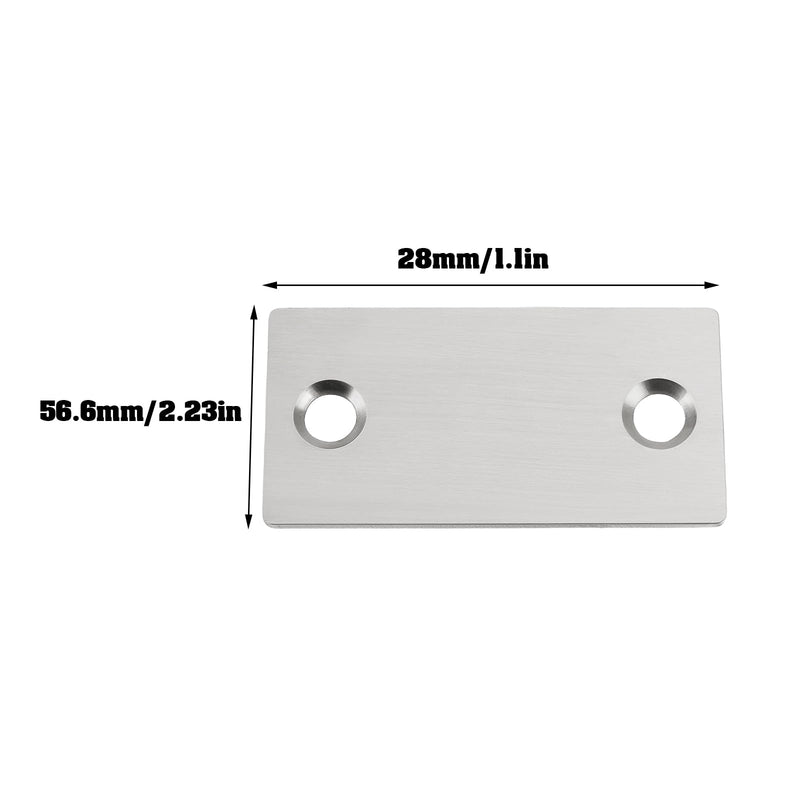 ECSiNG 12pcs Door Strike Hole Cover Stainless Steel Door Edge Hole Filler Plate with Screws 28x56.6mm for Covering Door Lock Hole