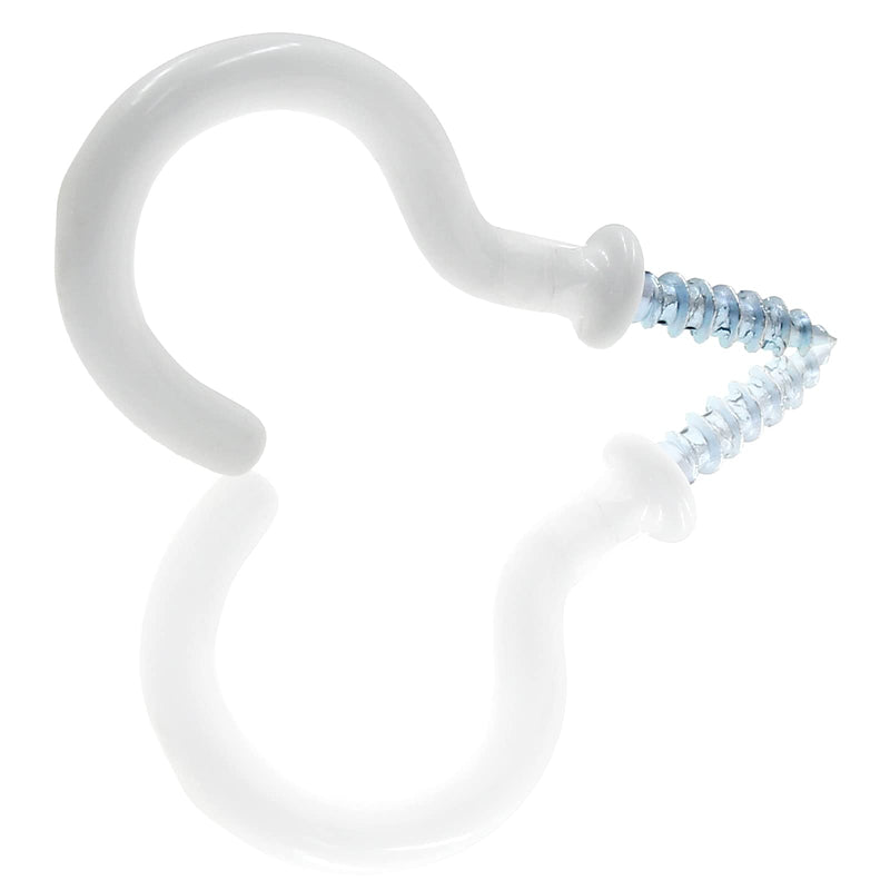 50Pcs 1-Inch Cup Hooks Ceiling Hooks, Plastic-Covered Metal Screw-in Hooks, White 1 Inch