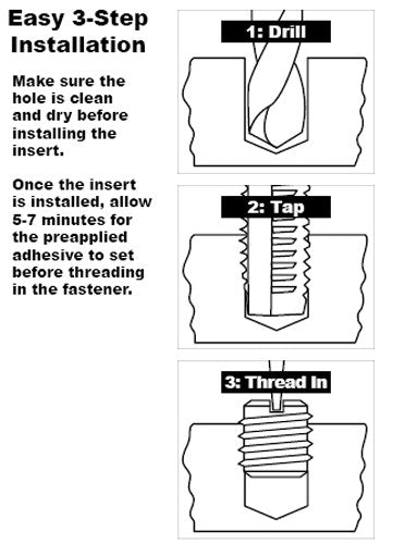 E-Z LOK EZ-329-624 Threaded Inserts for Metal, 3/8-24 Installation Kit, Steel, Black Oxide 3/8-24 (EZ-329-624)