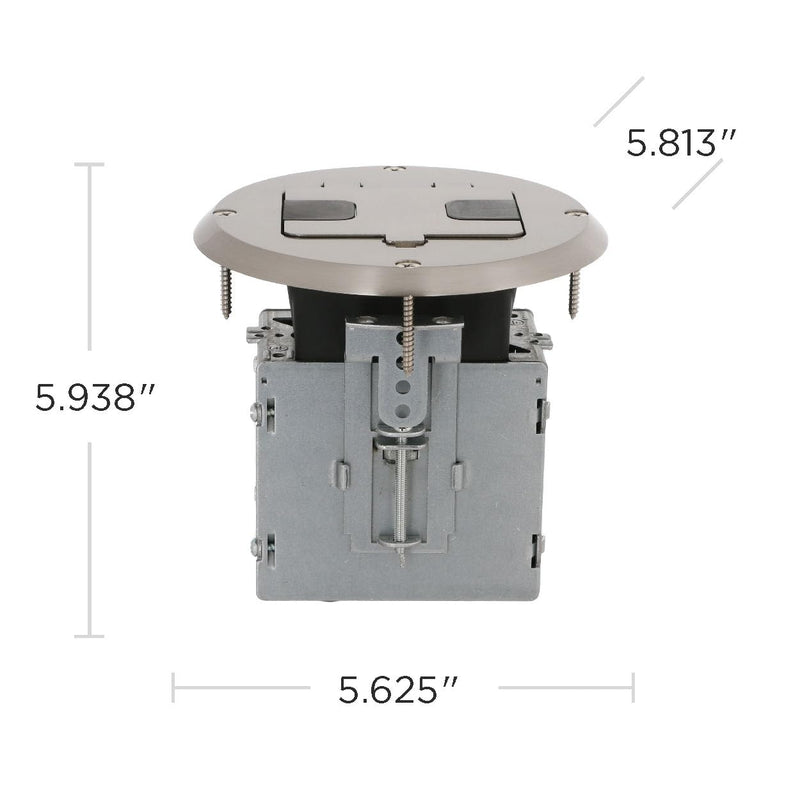 RACO 6239NI Floor Kit with Recessed Duplex 15A TR Device and Adjustable Steel Box, 1-Gang, Nickel Floor Box Kit