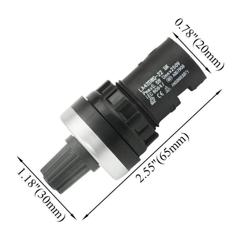 WMYCONGCONG 2 PCS LA42DWQ-22 22mm 5K Ohm Variable Speed Drive Potentiometer Rotary Potentiometer Inverter Converter (5K)