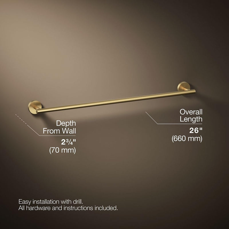 Kohler 27287-2MB Elate® 24" Towel bar, Vibrant Brushed Moderne Brass