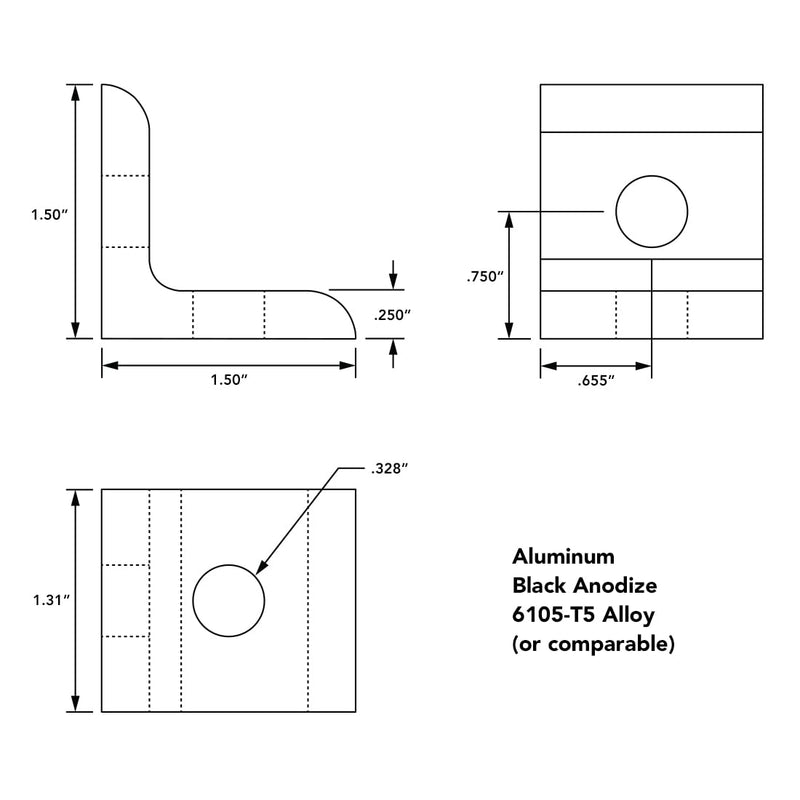 8020, 4302, 15 Series Aluminum 2 Hole Inside Corner Bracket 90 Degree Angle Bracket for 80/20 T Slot Extruded Aluminum Extrusion (10, Black Anodize) 10