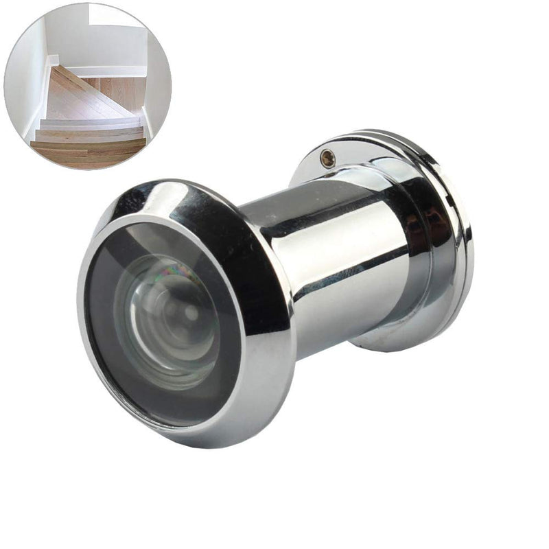 Safety Door Viewer,Solid Brass 220-degree Door Viewer/Peephole with Heavy Duty Rotating Privacy Cover Doors, Durable Door Viewer for Home Office Hotel (Chrome) 22mm Bright Silver
