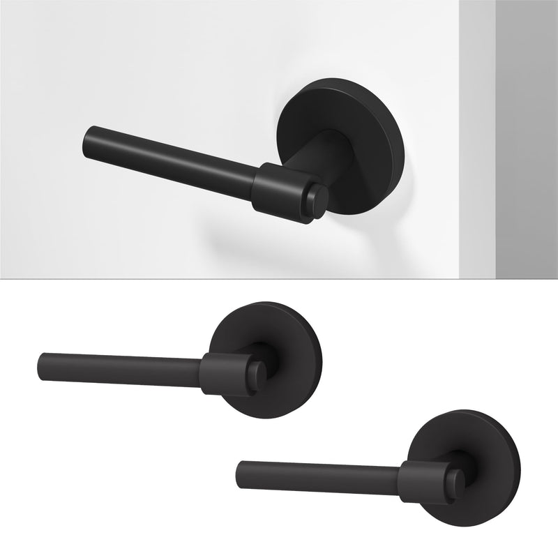 Okun Zen Dummy Door Handle – 2 Pack, Reversible, Non-Turning Lever for Closet, Pantry, or Hallway Doors – Matte Black Finish