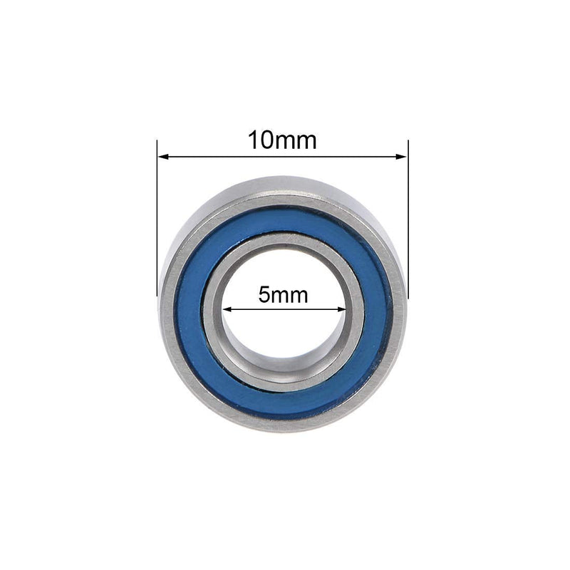 MR105-2RS Ball Bearings 5x10x4mm, Bore Double Sealed Chrome Steel Blue Seal Z2 30pcs.