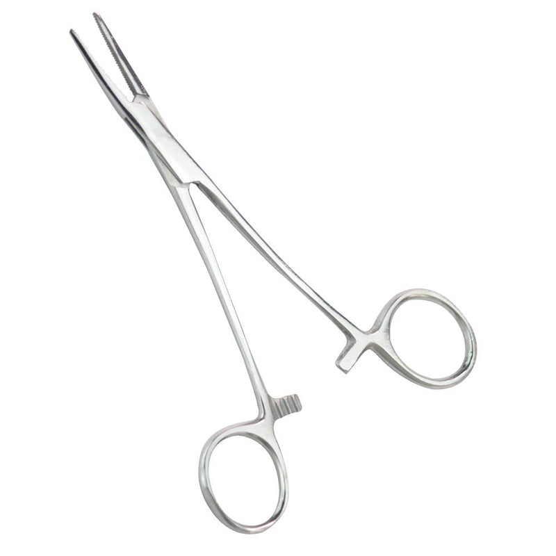 Pets ears/nose hair Puller Straight & Curved full serrated, stainless steel Home Hemostat Locking Forceps, Professional pet grooming tool for cats & dogs 2pcs set Silvery