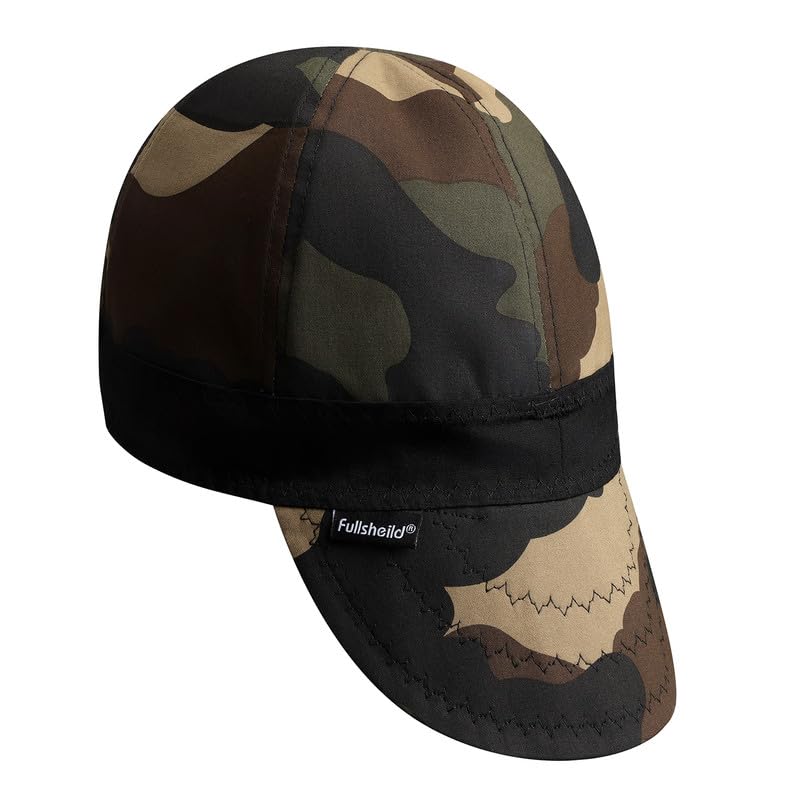 Fullsheild Reversible Welding Cap Flame Resistant CAT 2 Protective FR Welder Hats 6 Pannel Lightweight Printed for Men Women Camo 7 1/2