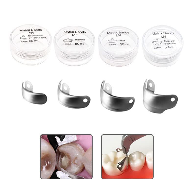 Dental Sectional Matrix System Dental Matrix Ring and Band Set, Dental Sectional Matrix Bands Ring, Dental Clip Clamp Ring, Matrix Bands for Dental Restorations. (4.5mm50pcs) 4.5mm50pcs