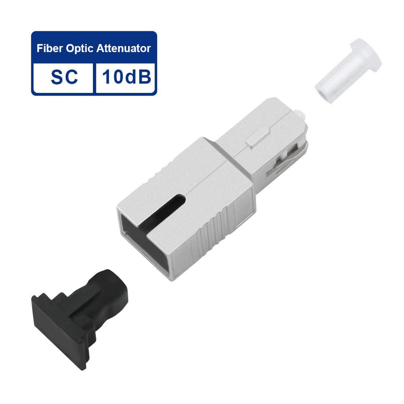 FLYPROFiber- 10dB SC Attenuator, Single Mode Fixed Fiber Optic Attenuator, Male to Female, 2pack 10db/SC 2
