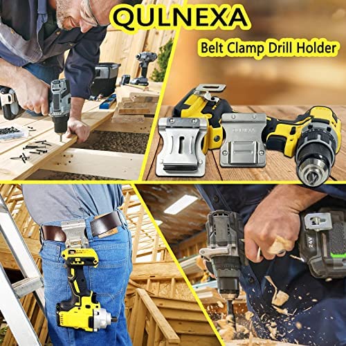Clip On Tool Belt Drill Holder, Holster Tool Belt Clip for Tape Measure Holder Clip Holster Cordless Drill, Impact, Nailer, Any Tools with Hanger Clips Clip On Tool Belt Drill Holder