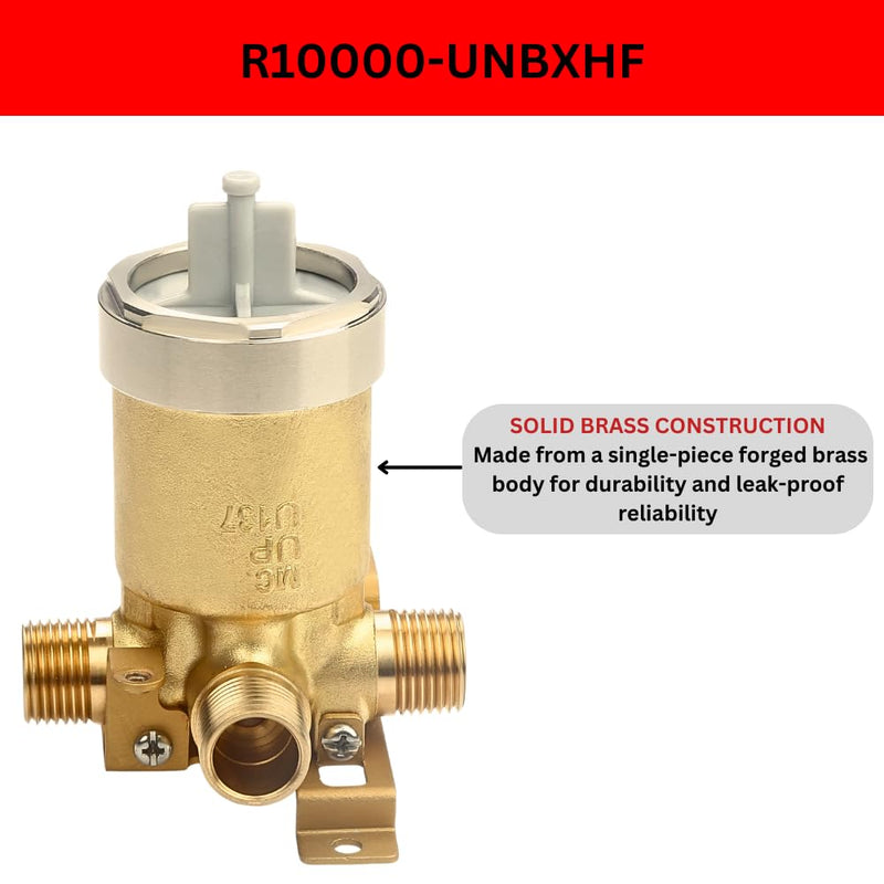 R10000 UNBXHF Shower Valve Body for Shower Faucet Trim Kits, Single or Dual Function Shower, Rough in Valve, Brass Body (R10000-UNBXHF) R10000-UNBXHF