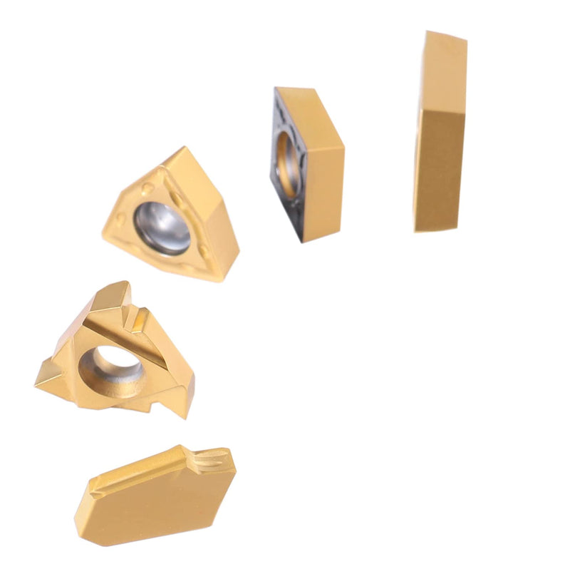 Accusize Industrial Tools 2 Pc of Each Kind of Carbide Inserts for 2988-0058, Tin Coated, Total 10 Pieces, 2988-0058Inserts | 2 Each of 16ER, GTN-3, WCMT32.5, CCMT32.5, and DCMT32.5; TiN and CVD Coated for Steel, 2988-0058INSERTS