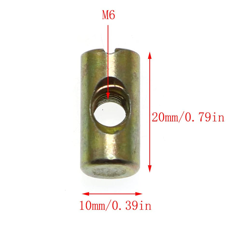 RLECS 12pcs M6 Pozidriv Slotted Barrel Nuts Cross Dowels Slotted Nuts Horizontal Hole Nut Hammer Embedded Nut for Furniture Beds Crib Chairs - M6 x 20mm