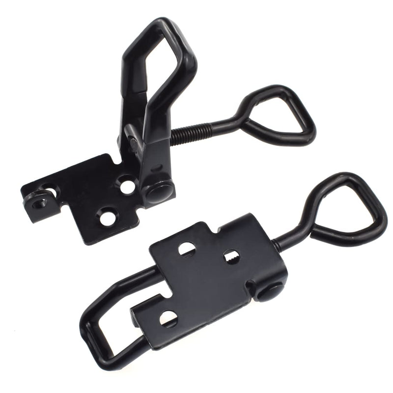 2 PCS Adjustable Metal Toggle Latch Clamps Heavy Duty Quick Release Hasp Latch with Lock Hole 100KG/ 220lbs Holding Capacity Catch Kit for Gate Cabinet Door Box Case, Black, Small