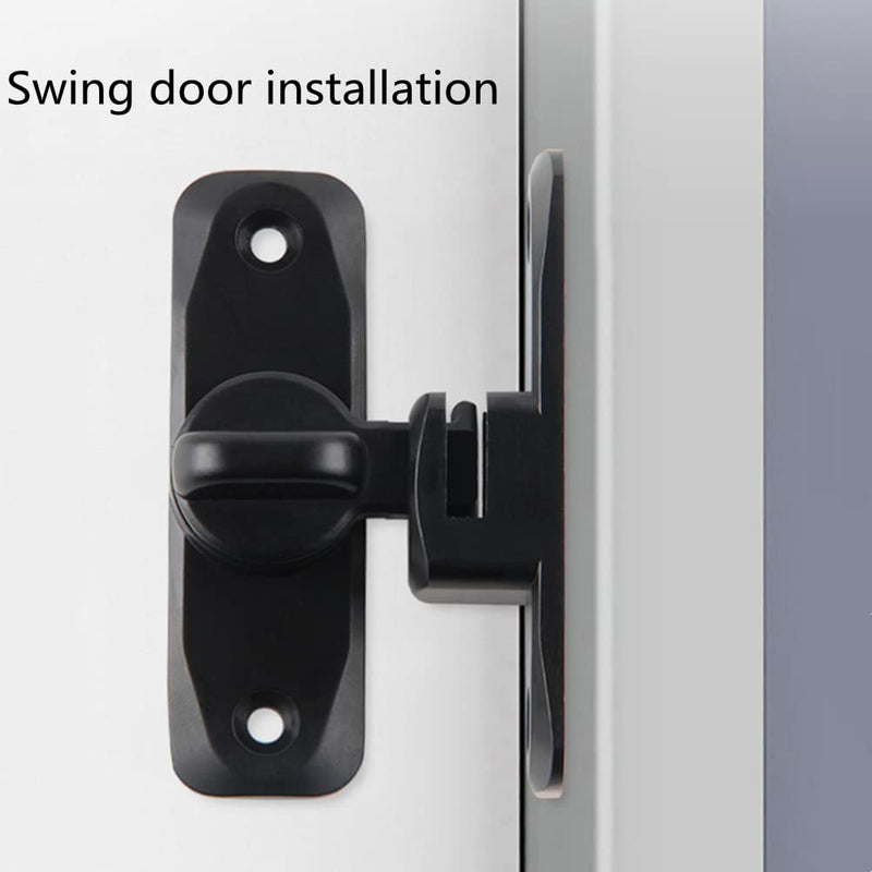 Flip Door Latch Black 180 Degree Heavy Duty Bar Gate Latches Safety Door Lock, Bold Thickened Anti-Rust Update Design (90-180Filp Door Latch)