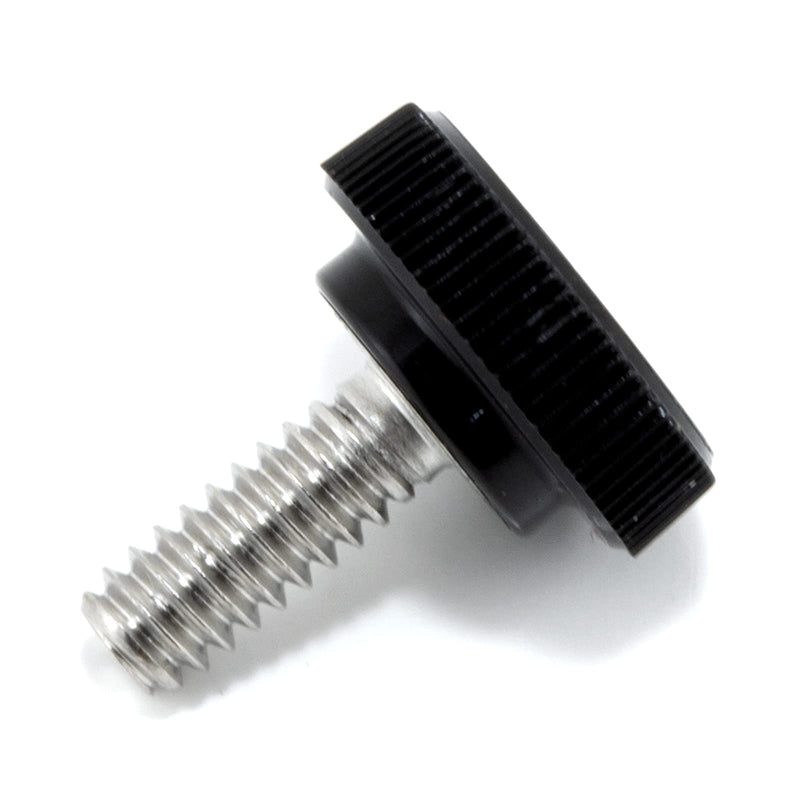 #10-24 x 1/2" Thumb Screw Stainless Steel - Black Knurled Round Plastic Knob - Standard/Coarse Thread Thumbscrew - Length: 0.500" - Proudly Built in USA - Package of (4) 4