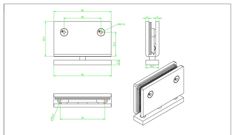 Ranbo Heavy Duty 360 Degree Shower Glass Door Pivot Hinge,Solid 5mm 304 Stainless Steel,Top and Bottom Mount,for 5/16"-1/2" (8mm-12mm) Frameless Doors,One-Piece Precision Cast, Polished Chrome,1 PC | solid 5mm-thick 304 stainless steel, top bottom moun...