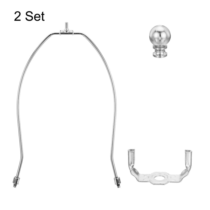 PATIKIL 11 Inch Lamp Harp Kit with Finial, 2 Set Detachable Lamp Shade Bracket Holder, DIY Lighting Accessories for Table Lamps Floor Lamps, Chrome