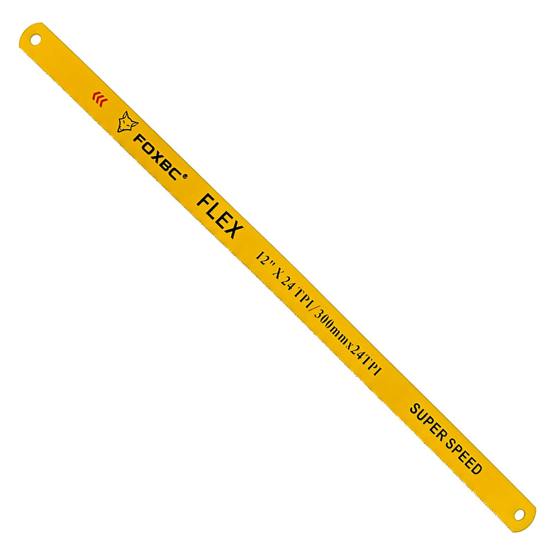 FOXBC Hacksaw Replacement Blade 12 inch 24 TPI, High Speed Hack Saw Blade Carbon Strength Steel, 10-Pack