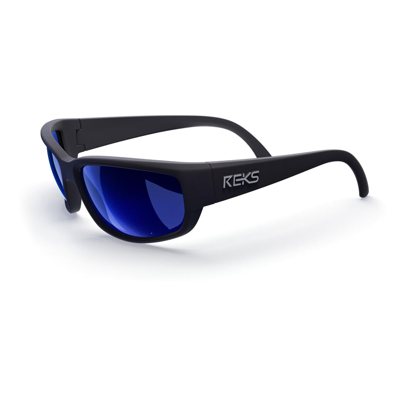 REKS Wrap around Sunglasses - Unbreakable frame Blue Mirror