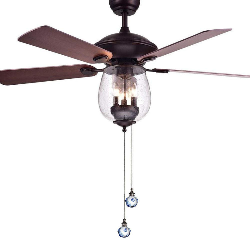 Ceiling Fan Pull Chains 12 Inches Glass Fan Pulls Decorative with Blue Pattern Transparent For Ceiling Light Lamp Fan Chain (nickel) 2 Pcs
