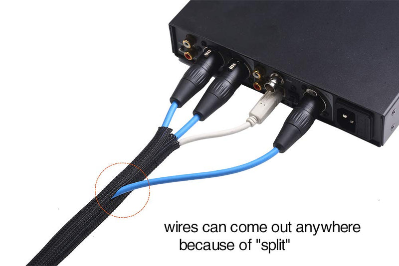 Alex Tech 6.6ft - 1.5 inch Cord Protector Wire Loom Tubing Cable Sleeve Split Sleeving for USB Cable Power Cord Audio Video Cable - Protect Cat from Chewing Cords - Black 1.5"-6.6ft