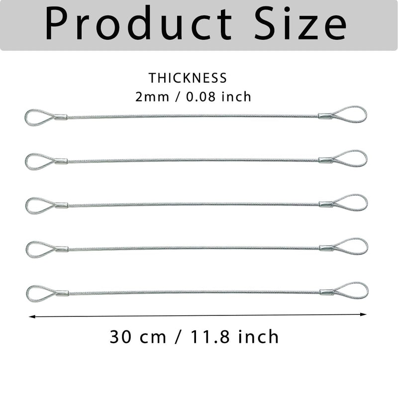 5 Pack Luggage Lock Safety Cable, Stainless Steel Cable with Loops, Stainless Steel Safety Cable, Safety Cable Lock, Braided Steel Coated Safety Cable Luggage Lock 2mm Thickness 12 inch Length 5 Pieces