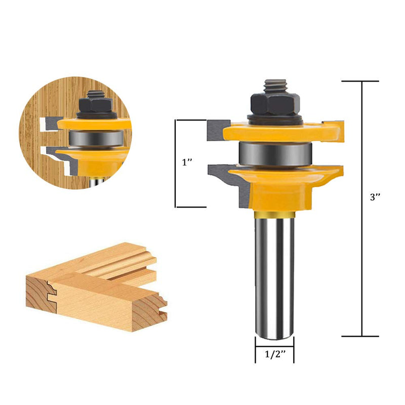 TATAIWAIN 1/2-Inch Shank 3 Bit Raised Panel Cabinet Door Router Bit Set Back-Cutter Panel Bits, Door Cabinet Drawer Cutter, Router Bits Sets Wood CNC Milling Tool for Woodworking(3)