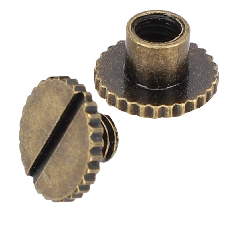 30 Set Book Rivets Metal Leather Rivets Knurling Flat Brass Screw Post Chicago Screws Binding Button Tack 9.5x4mm Nail + 4mm Screw(Bronze)
