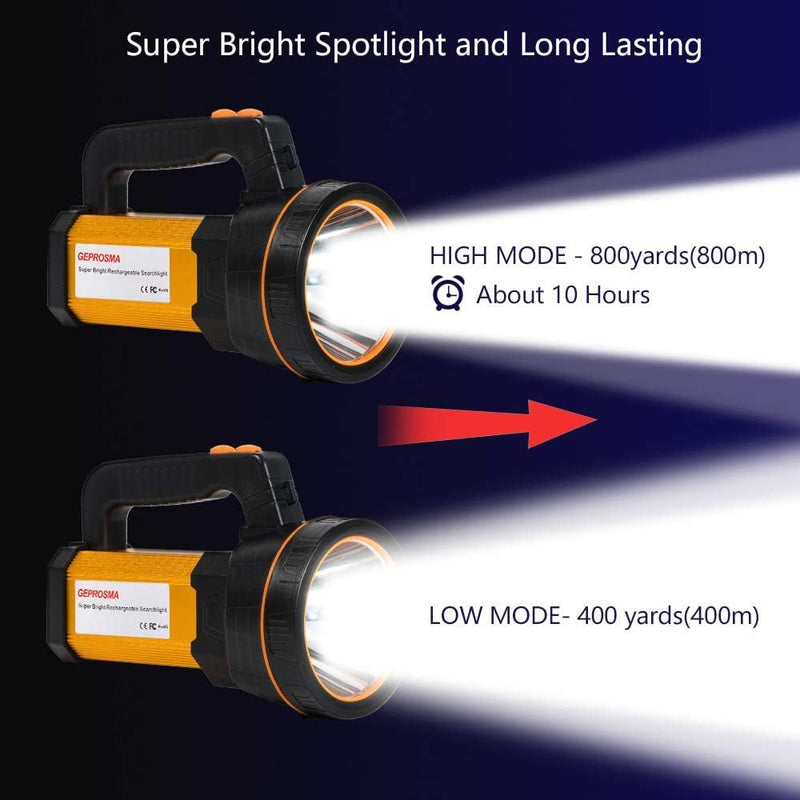 Powerful Led Flashlight High Lumens USB C Rechargeable,Super Bright Handheld Spotlight,Strong Metal Flashlight Large/Long Lasting/Lantern/Strap,High Powered Big Searchlight Aluminum alloy Black