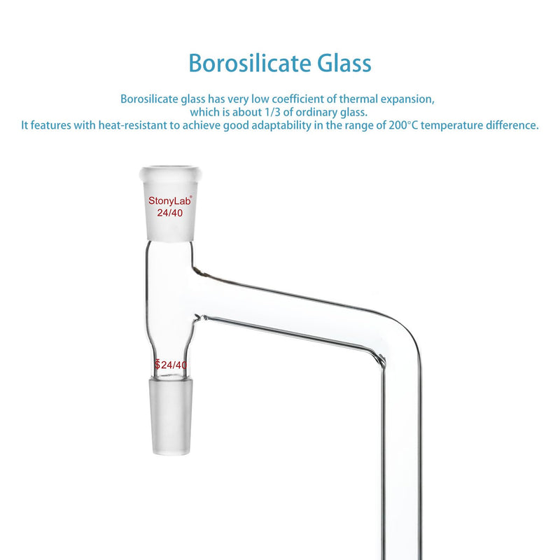 stonylab Borosilicate Glass Moisture Test Adapter, Two 24/40 Inner Joints and One Outer Joint Moisture Collector Adapter, for Laboratory Use 24/40 Joint