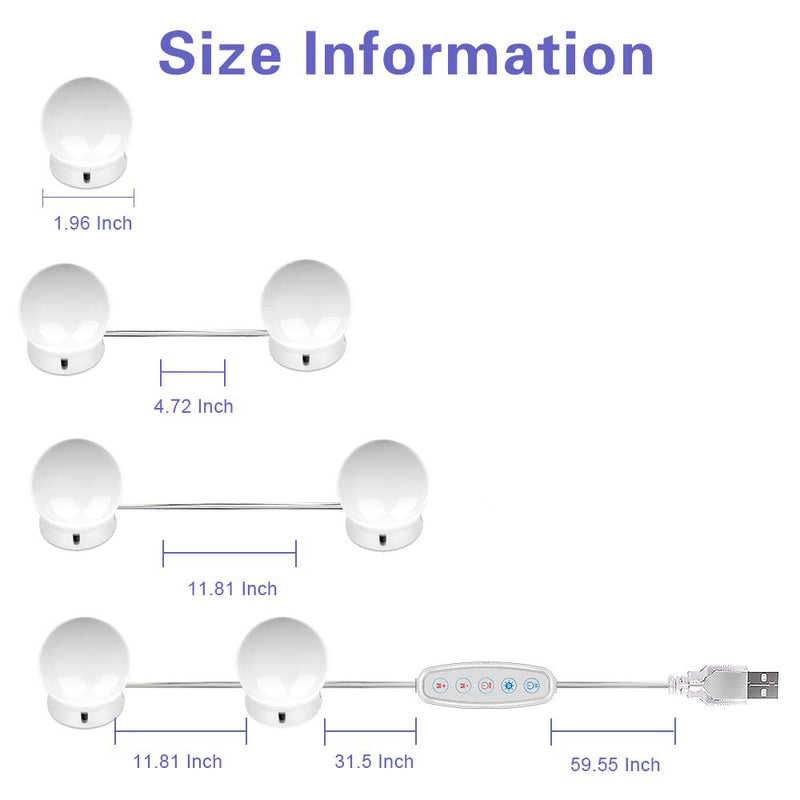 Makeup Vanity Lights for Mirror, Hollywood Style LED Vanity Mirror Lights with 14 dimmable Bulbs, USB Cable, White
