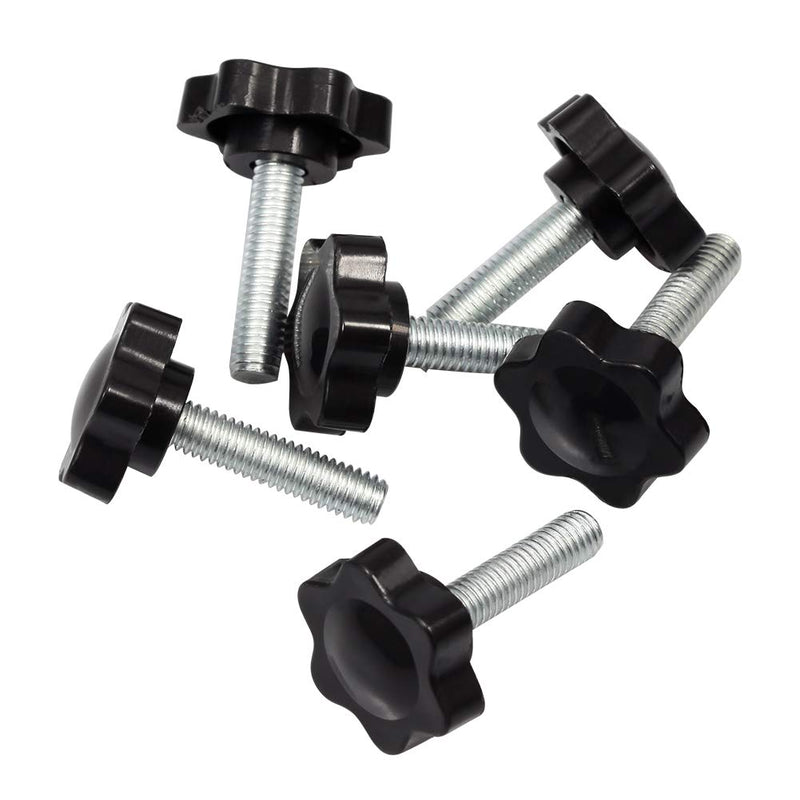 SPEEDWOX 6 Pcs Clamping Screw Knob M6 x 25 Plum Hex Shaped Hand Knobs Knurled Thumb Screw Handle Clamping Knob Male Thread Metric Thread M6*25