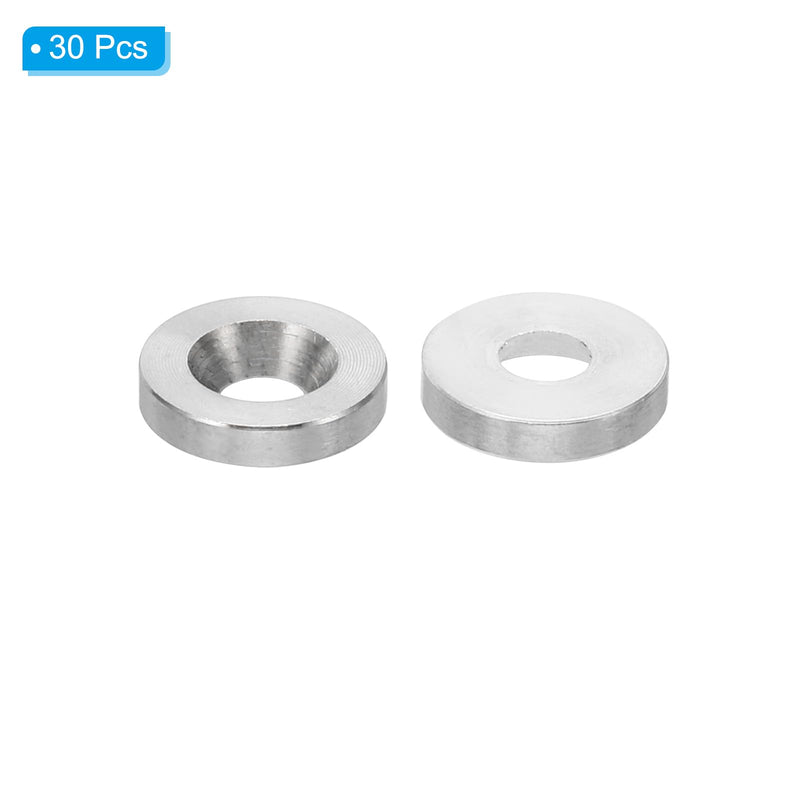 PATIKIL M3 Finish Countersunk Washer, 30pcs 10mm Dia. 2mm Tall Solid 304 Stainless Steel CNC Cup Washer Flat Screw Head Gasket for Constructions M3 x 10mm x 2mm 30