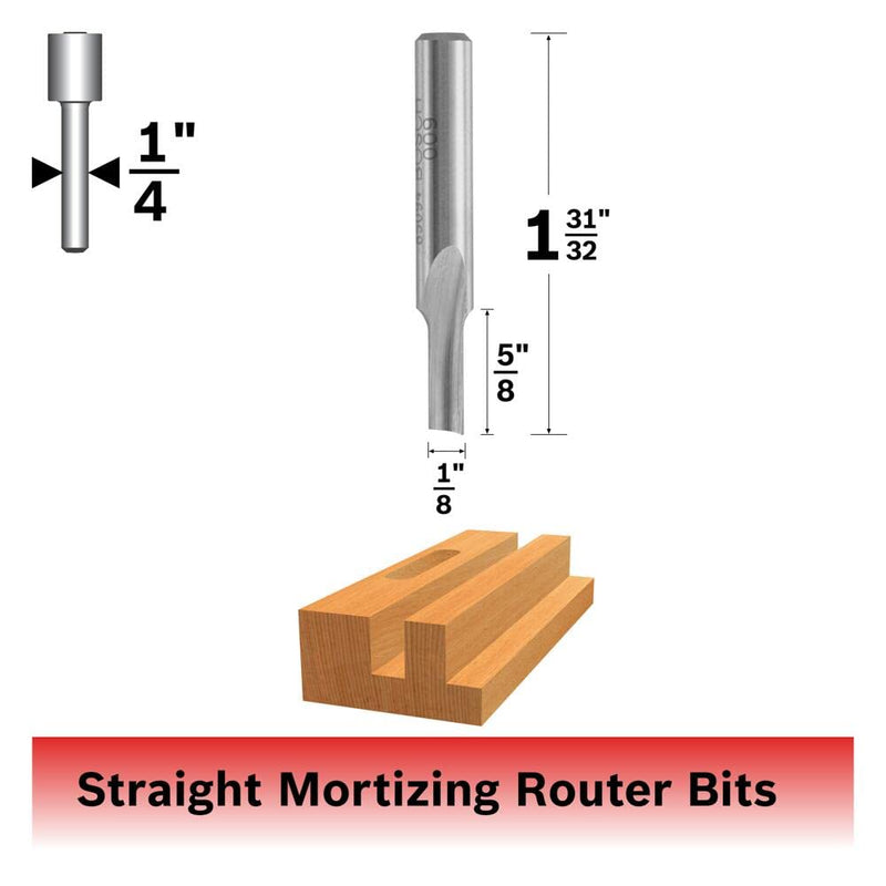 Bosch 85152 1/8-Inch Straight Bit with High-Speed Steel Construction, 1/4-Inch XL Shank
