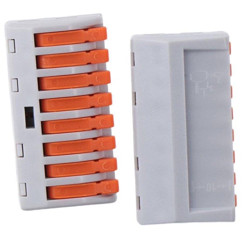 10Pcs Classified Conductor, Useful Compact Terminal, PCT-218 Cable Connect, Tie Rod Nut, Orange 8-Port Wire Connector for Quick Connect