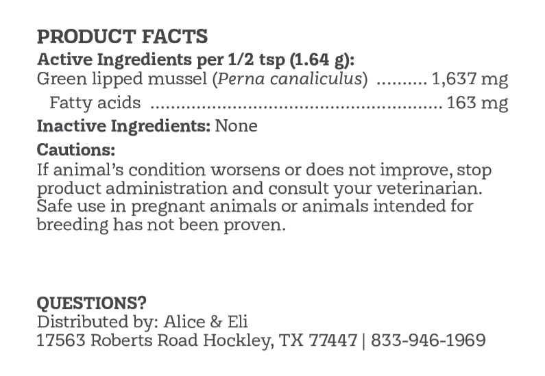 Alice & Eli Mussel Power - Green Lipped Mussels for Dogs - Hip & Joint Support, Omega Fats & Immune Support - Pure and Complete
