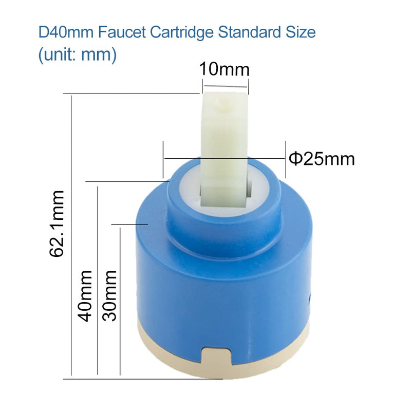 40 mm Replacement Ceramic Faucet Valve for Single Handle Kitchen Basin Faucet Part, Plastic Tap Cartridge