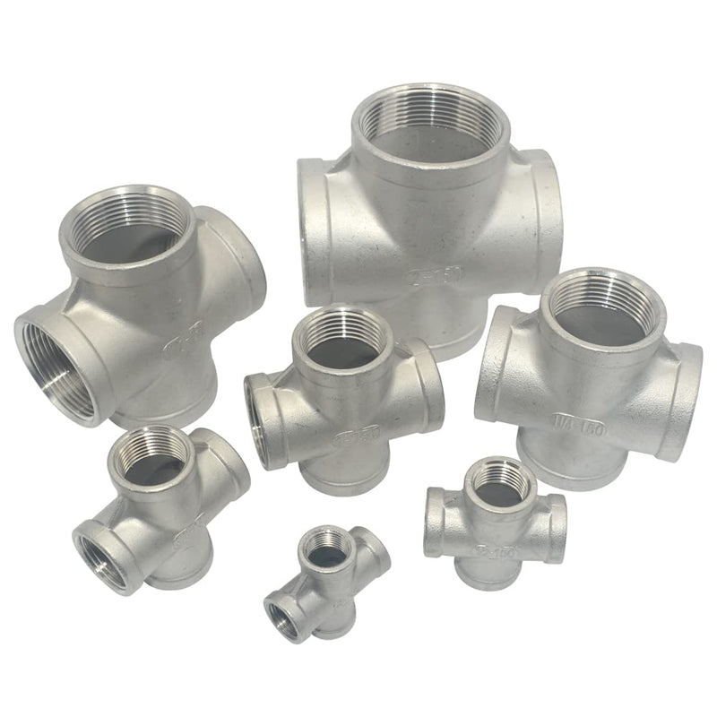 1" NPT Female Thread 4 Way Coupling,Cross,Stainless Steel 304 Cast Pipe Fitting 1 Inch
