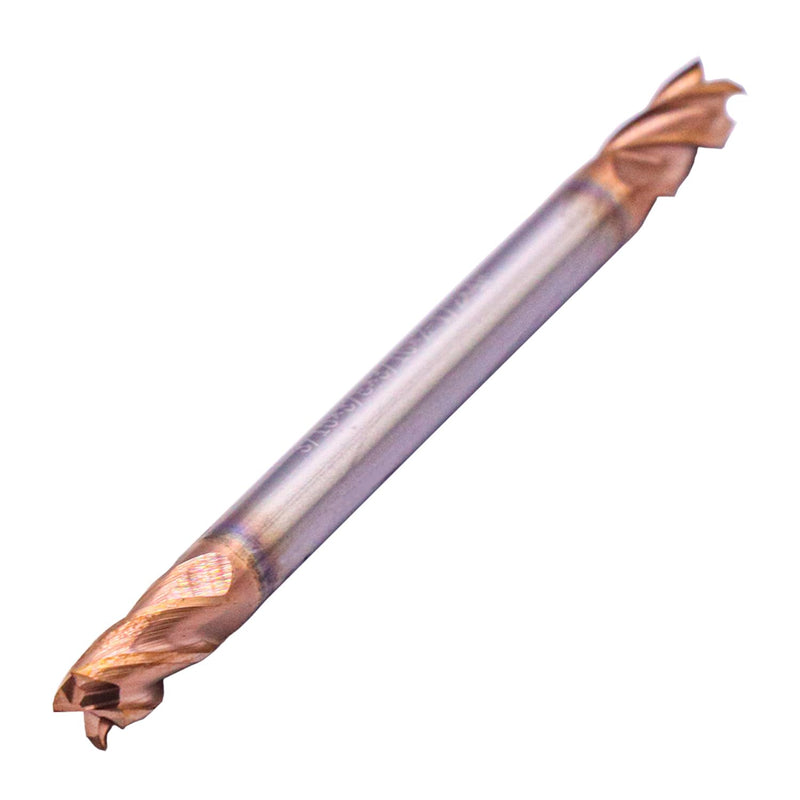5 Pack 3/16" 4 Flute Double End Solid Carbide Square End Mill, TiSiN Coated | 35° Helix, 3/16" Cutting, 3/16" Shank, 3/8" LOC, 2-1/2" OAL, for Milling Alloy Steel, Carbon Steel, Cast Iron 3/16 in 5