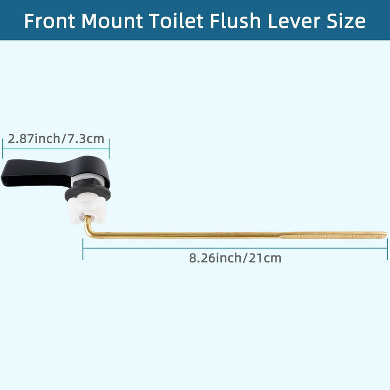 Hygie Rinse Black Toilet Handle Lever Flush Replacement, Universal Front Mount Toilet Handle with Stainless Steel Flapper Chains, Toilet Repair Kit 1pc Matteblack