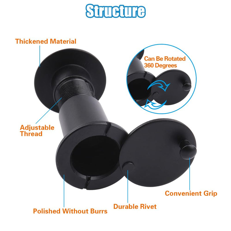 Door Viewer Peephole, Door Viewers with 0.63inch/16mm Drill Bit Kit, Fits 1-3/8" to 2-1/4" Front Door, 200 Degree Wide Angle Peep Eye Hole, Anti Peeping Reverse Privacy Covers - Matte Black